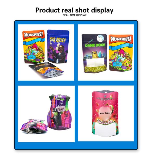 Child Resistant Ziplock Smell Proof Plastic Packaging Pouch Custom Printed Mylar Bags