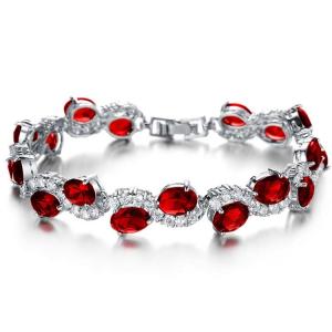 Quality Women Platinum Plated Red Cubic Zirconia Bracelet Wedding Jewelry(JDS924RED) for sale