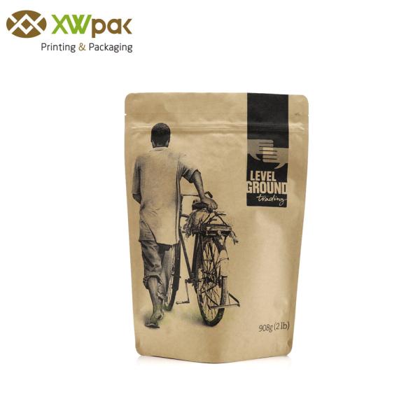 Custom Printed Coffee Packing Bags Disposable Aluminum Foil Line White Kraft Paper Food