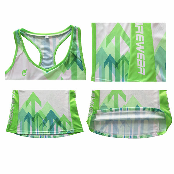 Green Color Casual Sport Clothes Ladies Running Singlets All Sizes Available