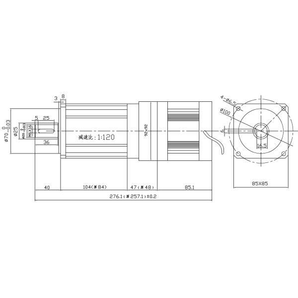 Low Vibration 5 Poles 180W Brushless DC Planetary Gear Motor