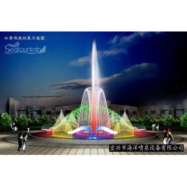 Hotel Large Water Jet Fountain Stone Garden Signal Control