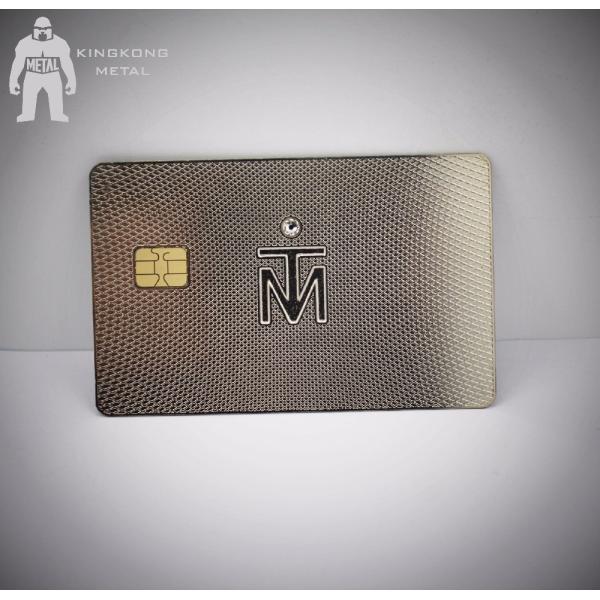 Laser Cut Gold Silver Metal Membership Card with Ic Contact Chip Diamond Inlay