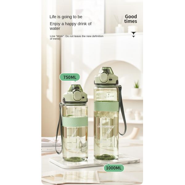 Lightweight 1000ml Clear Tritan Water Bottle Bpa Free Portable Plastic Gradient Color Large Sports Water Bottle Various Colours For Selection