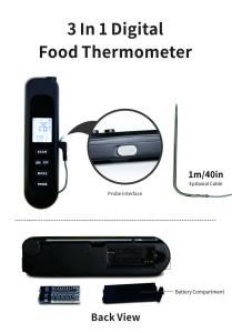 Quality Infrared Foldable Instant Read Digital Thermometer With Extended Wired Probe for sale