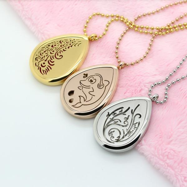 New 316L Stainless Steel Water Drop Shape Hollow Perfume Essential Oil Diffuser Lockets