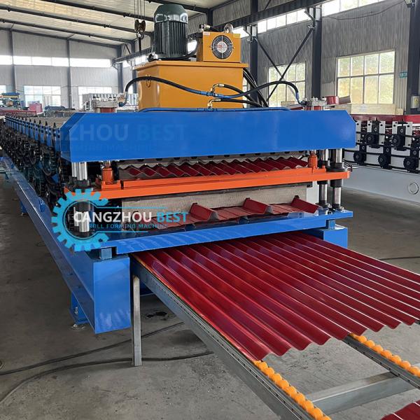 Buy Popular Profile Tr4 Corrugated PLC Roofing Sheet Roll Forming Machine Double Layer at wholesale prices