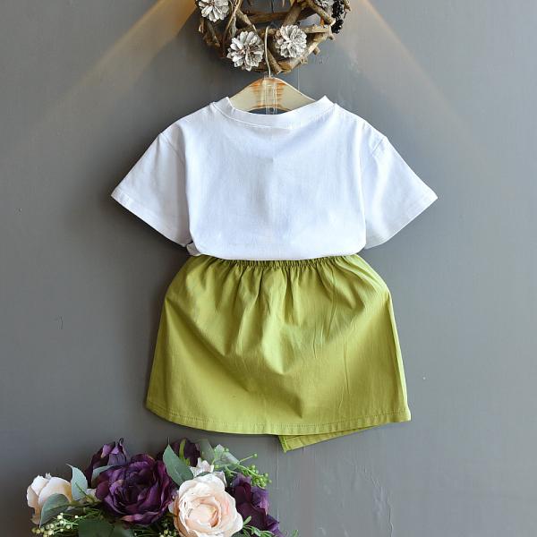 120CM Girls Casual Short Skirt And Top Children'S White Short Sleeved T Shirt