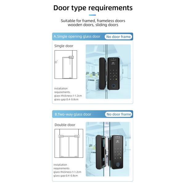 Tuya Face Recognition Glass Digital Fingerprint Password Card Key Door Lock For Home