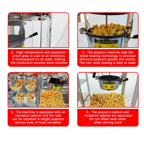 Convenient Outdoor Popcorn Machine with Food Warmer and Private Mold Design