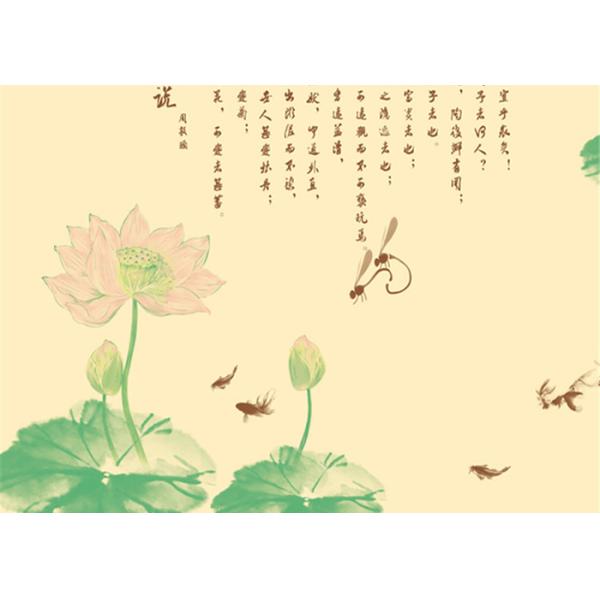 Chinese Style Lotus Animal Pattern Contemporary Wall Covering For Room / Restaurant Decoration