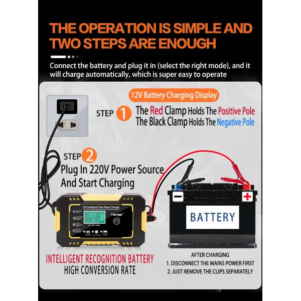 Portable Intelligent Pulse Repair Battery Charger 6A 12V
