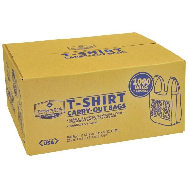 T Shirt Shopping Bags 13 mic . 1000/case ,WHITR Colour With Printing , HDPE material