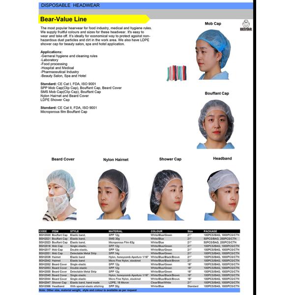 OEM 21 inch Disposable Nonwoven Cap Single Use Mob Cap For Operating Room