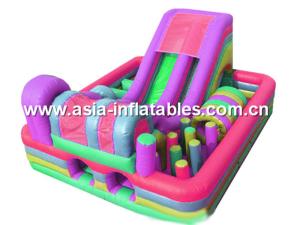 Quality Customized Inflatable Green Obstacle Challenges Course With Printed Business Logo for sale