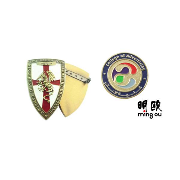 Shirt Souvenir Emblem Name Badge / Pin Badges Zinc Alloy With Bronze Color