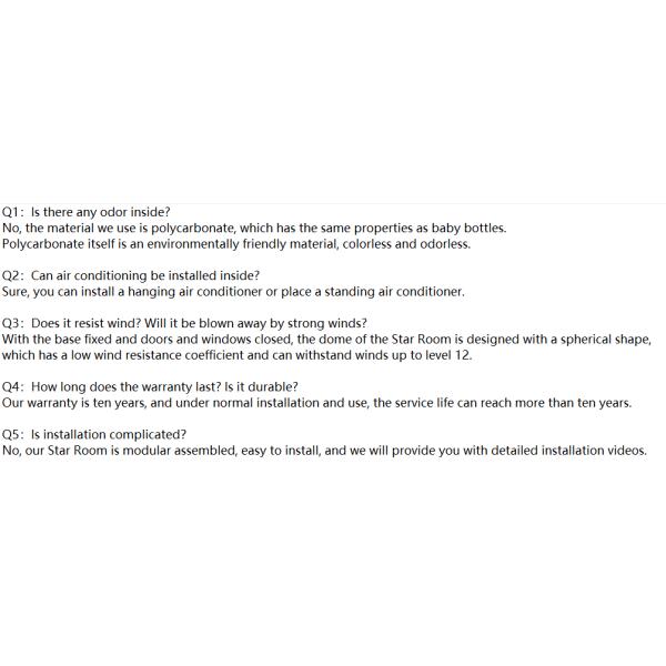 Modern Design Hotel Modular Prefab PC Crystal Dome Tent Bubble House for Dining