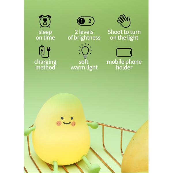 Mango Fruit Night Light USB Rechargeable Dimming Touch Silicone Table Lamp LED Bedside Decoration Gift Kids Bedroom Lamp