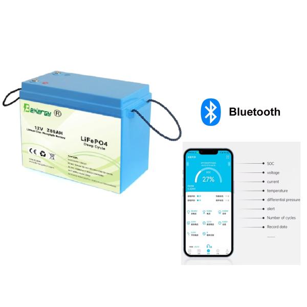 12V 280AH LiFePO4 Battery with Bluetooth and Heating System for Cold Weather Charging and Discharging