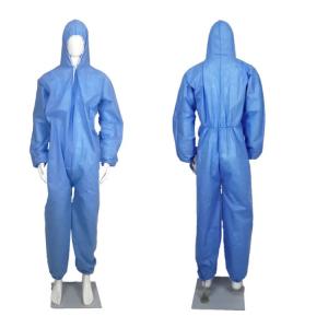China Blue S-2XL Safety Disposable Protective Coverall Clothing SMS Medical Coverall Suit on sale
