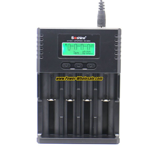 Soshine H4 LCD Charger for Li-ion/NiMH/ LiIFePO4 battery 14500 18350 18650 26650 AA AAA C