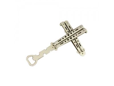 Practise Butterfly Knife Bottle Opener,Promotion gift, stainless steel bartender practise butterfly knife beer bottle op