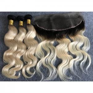 Quality Long Russian Ombre Human Hair Extensions Body Wave With Ear to Ear 13&quot;x4&quot; Lace Frontal for sale
