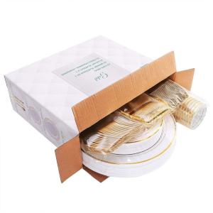 Custom Dish Gold Stainless Steel Dinnerware No Metal Aftertaste Opp Bage Packed