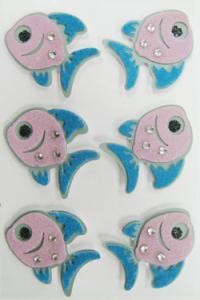 Quality Handmade Cute Fish Stickers , 3D Dimensional Fuzzy Stickers For Notebook for sale