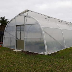Quality Film Plastic Glass Single Span Greenhouse High Tunnel Gray Steel for sale