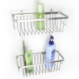 Durability Double Layers Stainless Steel Shower Basket Wall Mounted