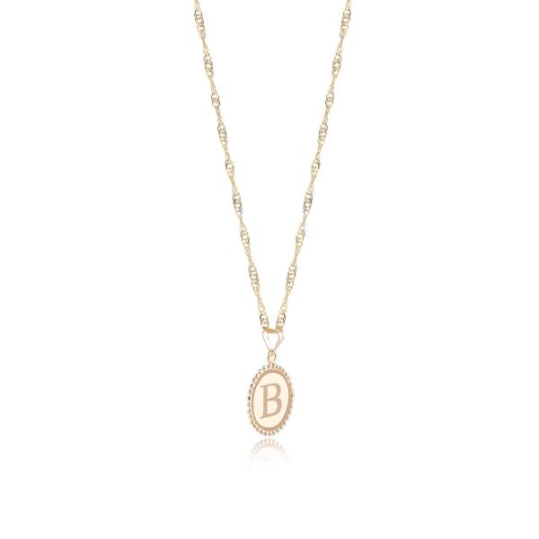 18K Gold ‘B’ Pendant Necklace
