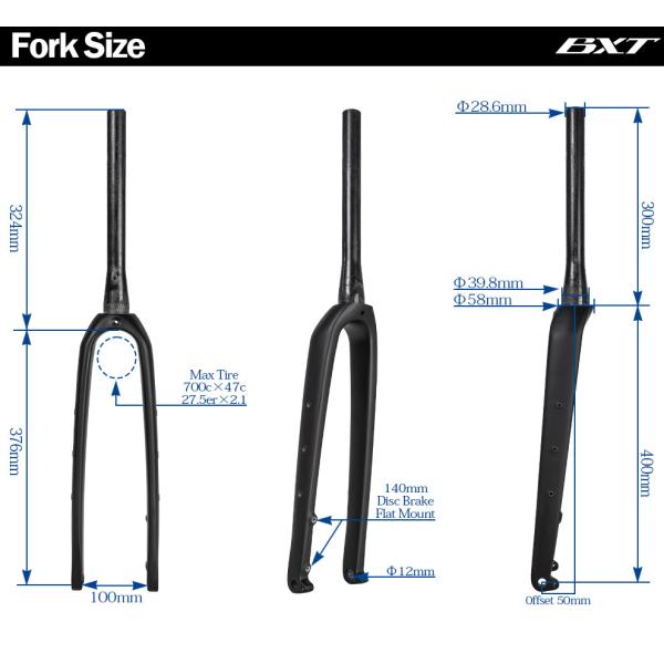 700C Gravel Carbon Road Bike Fork External Internal Cable