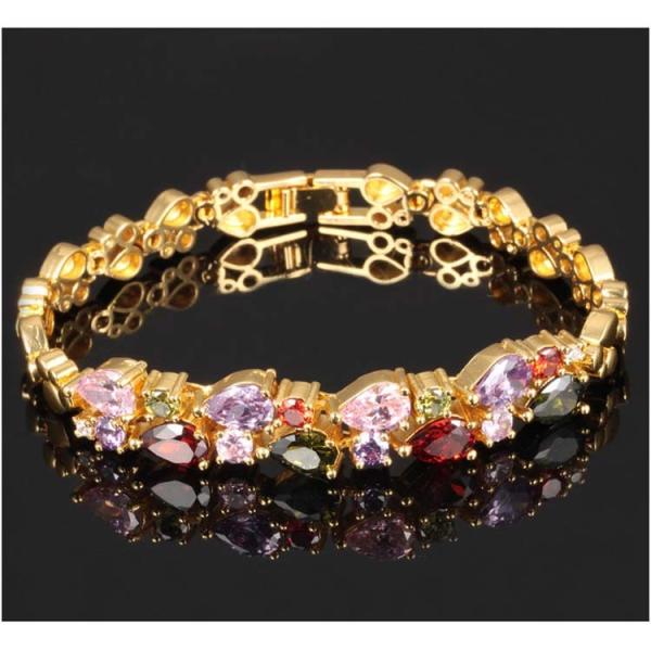 Gorgeous Cubic Zirconia Bracelet for Women Gold Plated Tennis Bracelet (JKS950GOLD)
