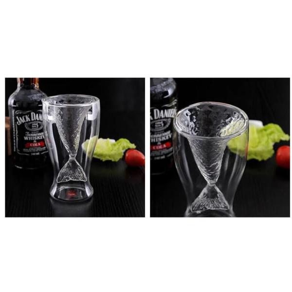 Transhome Mermaid Glass 100ml Vodka Shot Glass Cup Beer Mug Creative Novelty Crystal Double Wall Transparent Mermaid Sho