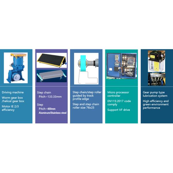 Width 1000 Moving Walk Escalator OEM Shopping Mall Escalator With Balustrade Ligting