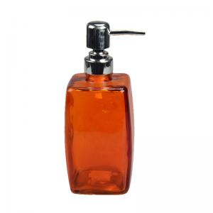 Quality Orange Colored Glass Bathroom Soap Dispenser 575ML Square Glass Pump Bottles for sale
