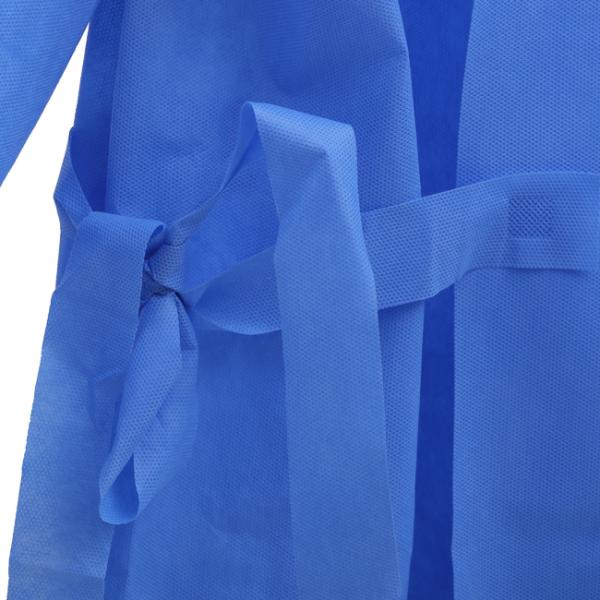 Knitted Cut Disposable Isolation Gown , Hospital SMS Isolation Gown With Ce Iso