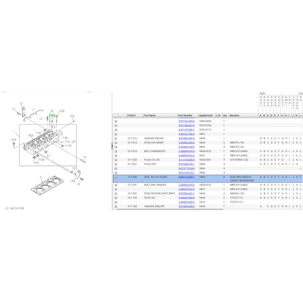 3LD1 Engine Valve Stem Oil Seal 8941105591 Cylinder Head For 4LE2