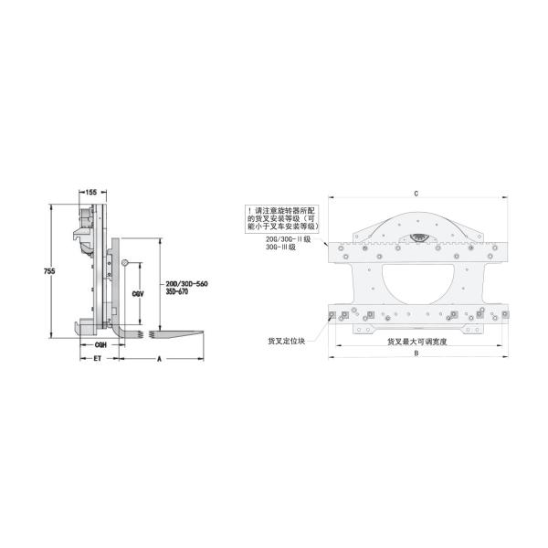 3500kg 3000kg Forklift Rotator Attachment With Hydraulic Bin Retainer 360°