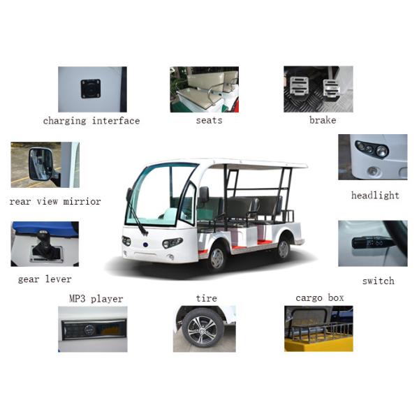3 Rows Safa Seats Small Electric Shuttle Bus With MP3 Player Alloy Rim For Hotel
