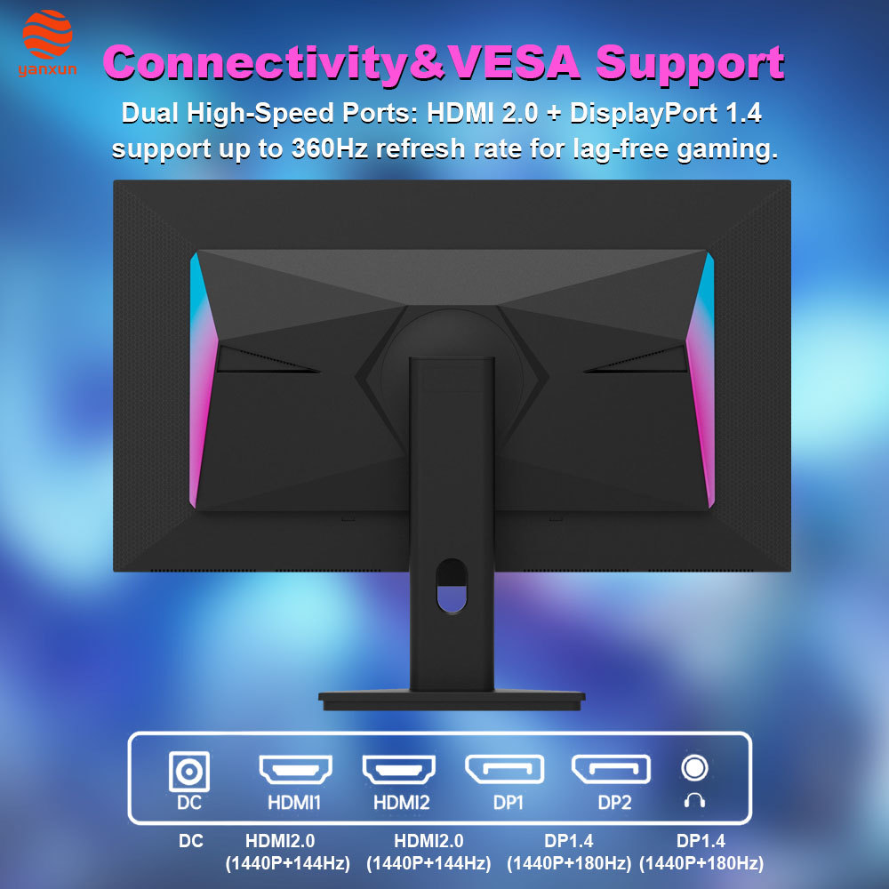 27-Inch Gaming Monitor: UHD Resolution, 2560x1440 2K IPS Panel, 360Hz High Refresh Rate (No Motion Blur for Fast Games) & Stable Fixed Bracket – Great