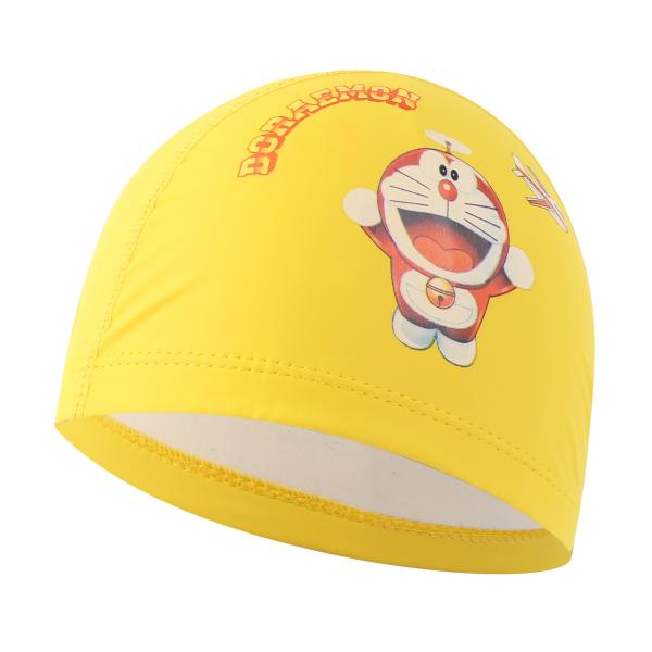 Cartoon dolphin waterproof PU long hair fabric ear protection kids swimming pool water sport swimming cap hat for boys