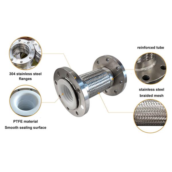 PTFE Lining Stainless Steel Wire Braided Corrugated Metal Hose Flexible Gas Hose