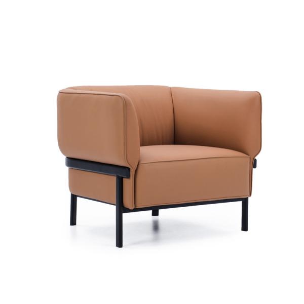 Orange Modern Office Sectional Sofa Leather Reception Sofa For Office