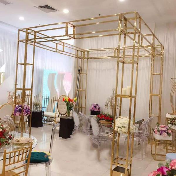 Event Decoration Curtain Backdrop Engagement White Membrane Gold Arch Door Frame 200cm
