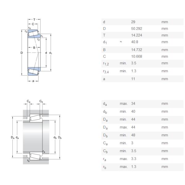 Electric Motor Single Row Metric Roller Bearing L45449 29 x 50.292 x 14.224mm