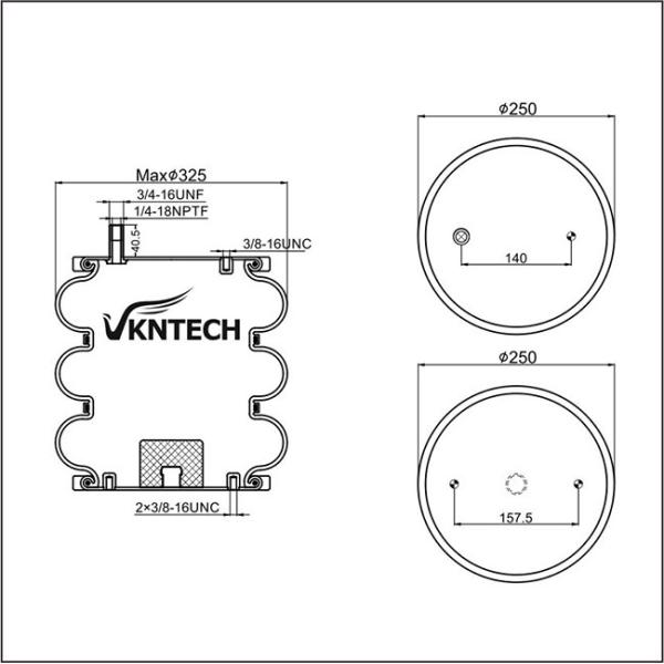 VKNTECH 3B12-300 Tractor Trailer Air Bags Triple Convoluted