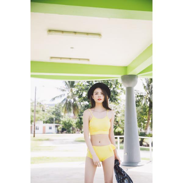 Scoop Neck Top With High Waist Women Swimwear 3 Pieces Beach Wear Bathing Suit Women