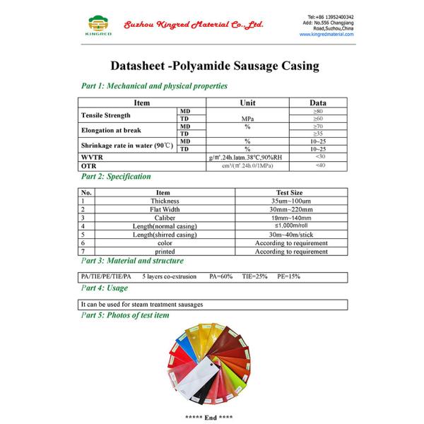 Food Grade Plastic Casing Flexography Printing Brand LOGO Sausage Plastic Color Casing Packaging